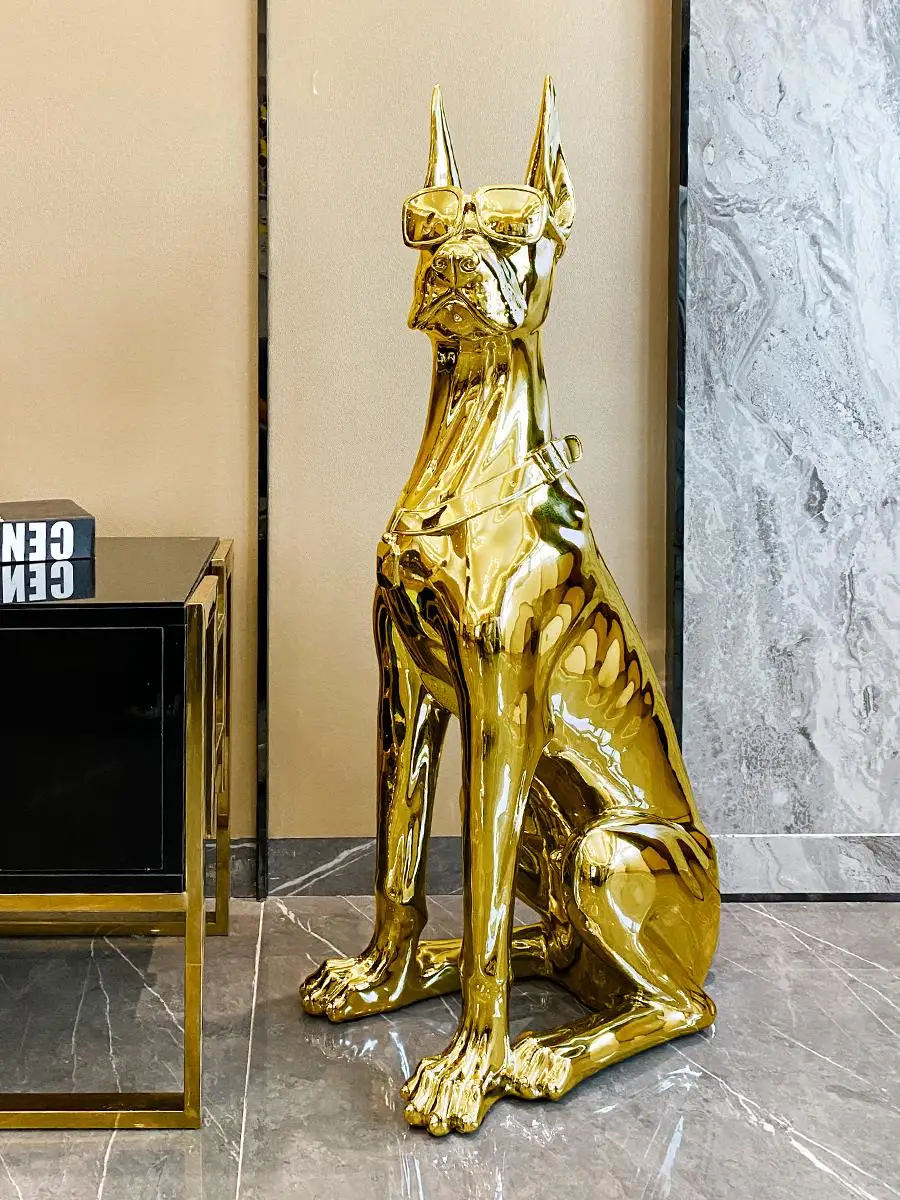 

Домашний декор Гальваническая полимерная скульптура собаки украшения большая посадка для дома гостиной декоративные статуэтки Европейск...