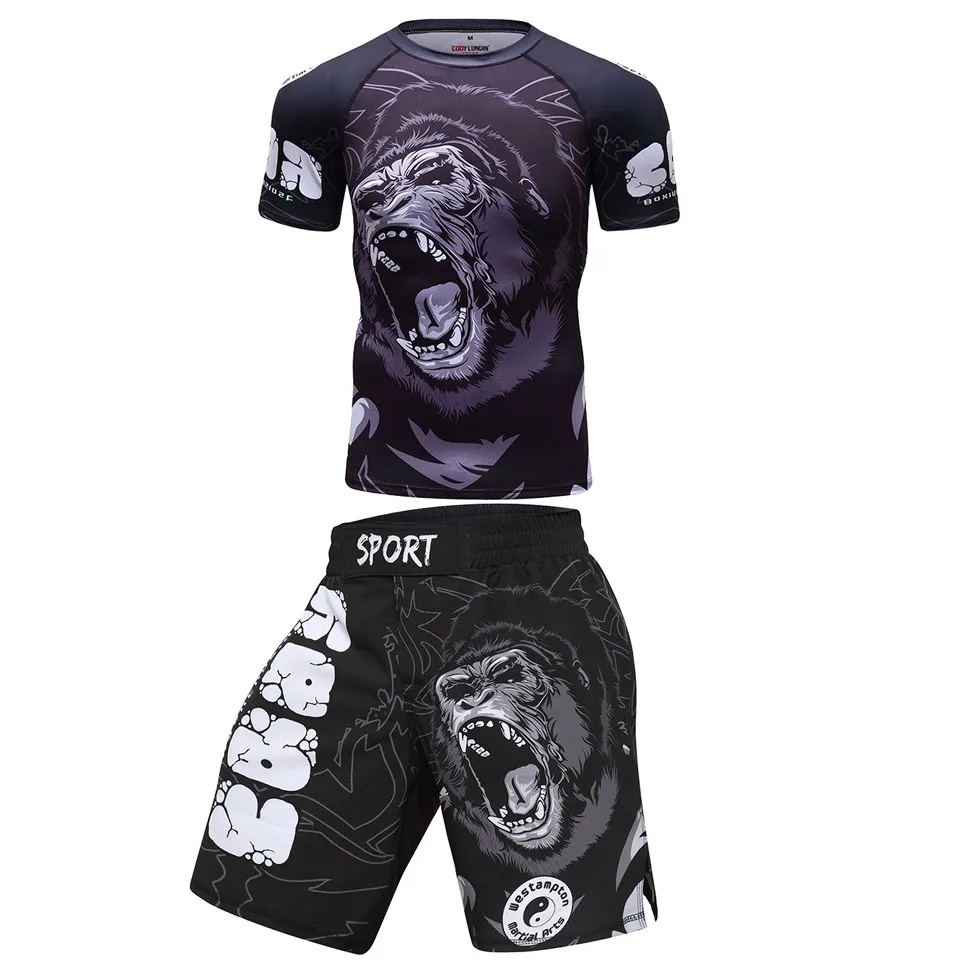 Комплект одежды для ММА компрессионные штаны из Джерси и с 3D принтом Rashguard Bjj