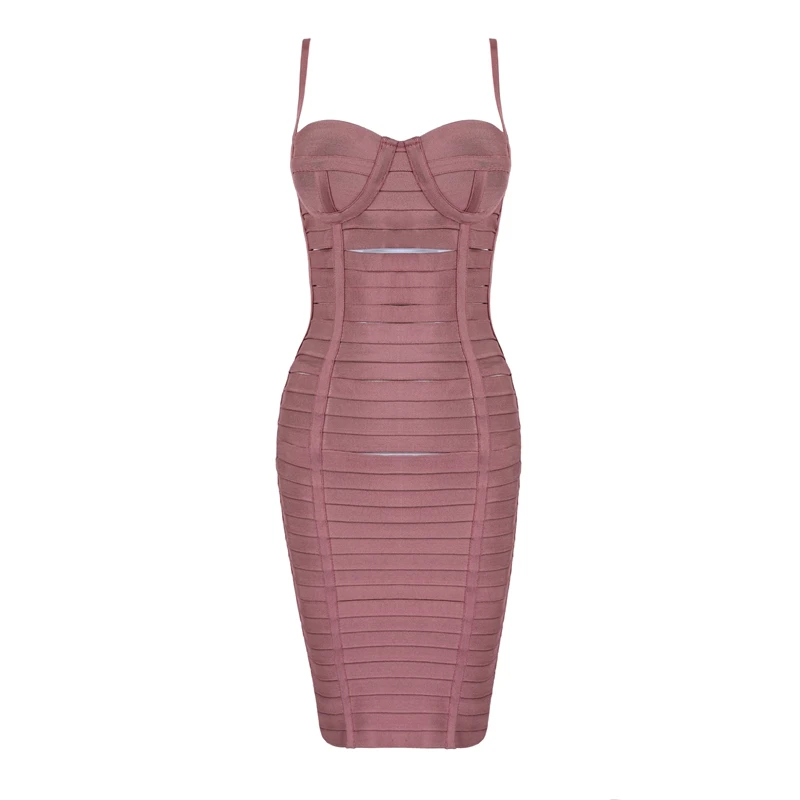 INDRESSME, женское Бандажное платье, новинка, модное, элегантное, на бретельках, без рукавов, с открытой спиной, однотонное, сексуальное, вечерние, для девушек, с вырезами - Цвет: Light Coffee