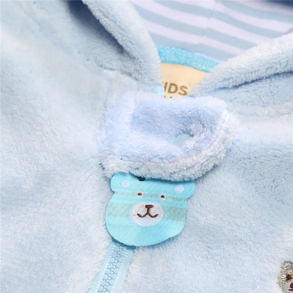 0-9M Animal Overall Clothing Cute Baby Rompers Winter Infant Boys Girls Romper Hooded Blue White Jumpsuit Warm Thick Outfit | Детская