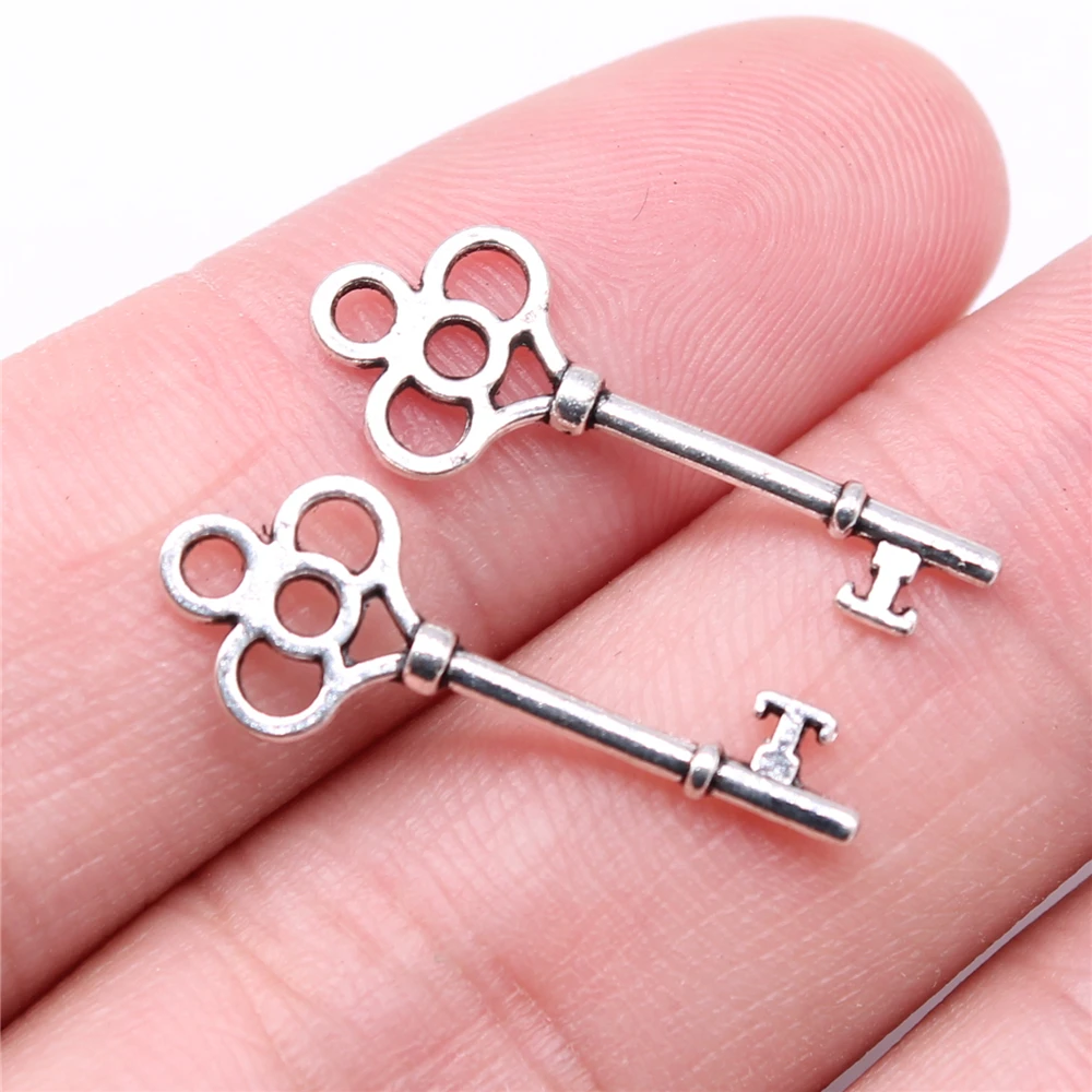 

500pcs Charms Wholesale 25x10mm Key Charms Wholesale DIY Jewelry Findings Antique Silver Color Alloy Charms