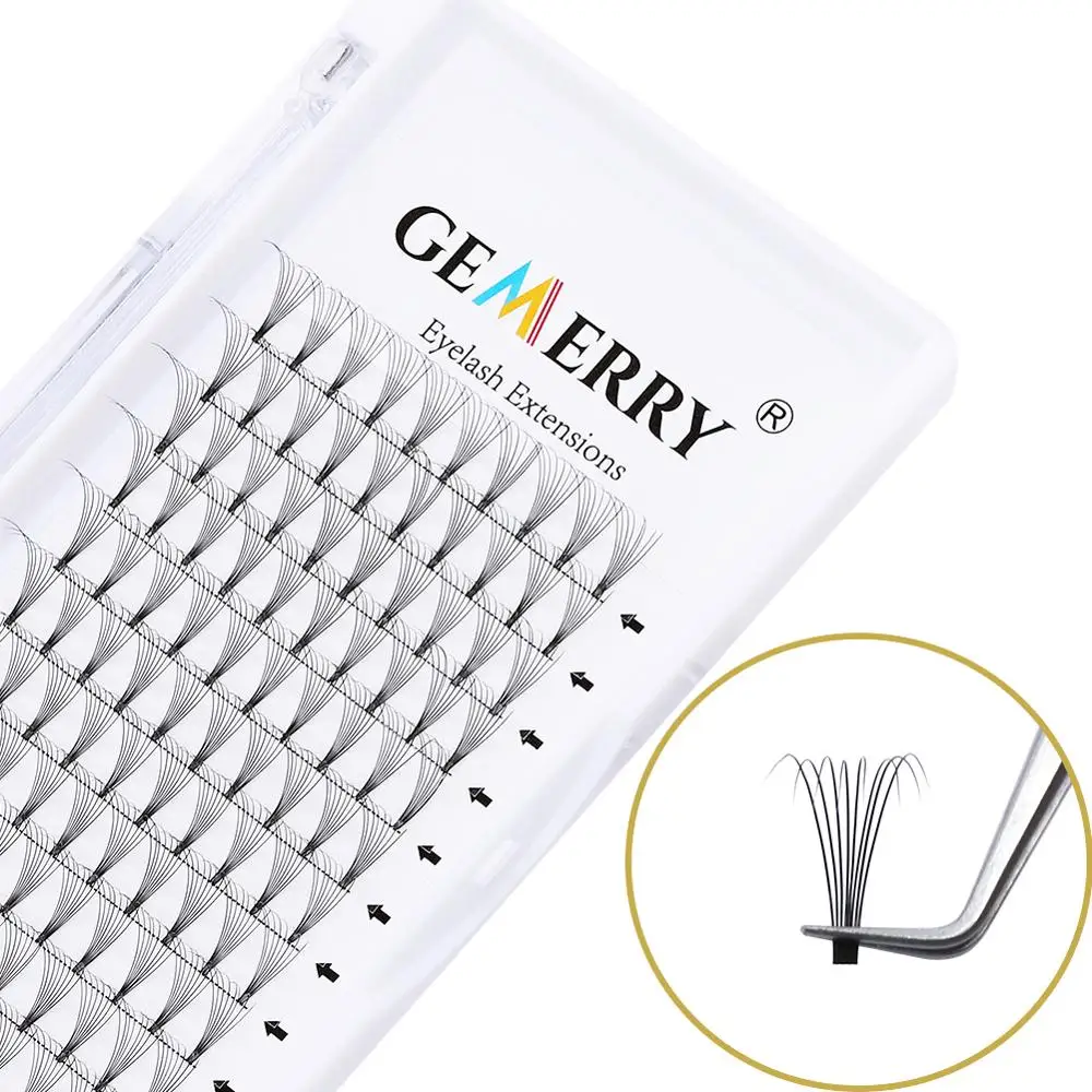 8D ресницы для наращивания макияж готовые объемные с коротким стержнем