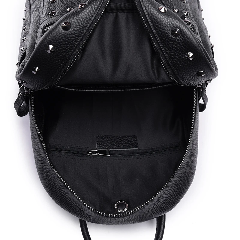 Модный рюкзак с заклепками женская сумка на плечо 100% из натуральной кожи женские