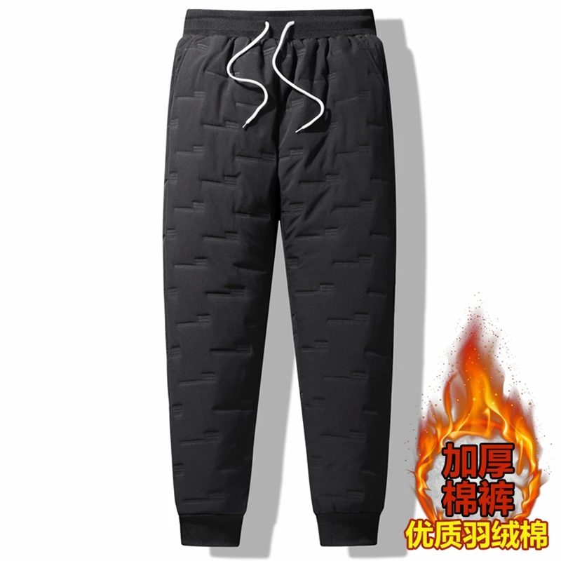 

Осенне-зимние мужские повседневные брюки с хлопковой подкладкой, мужские однотонные плотные теплые брюки, черные мужские брюки со шнуровко...