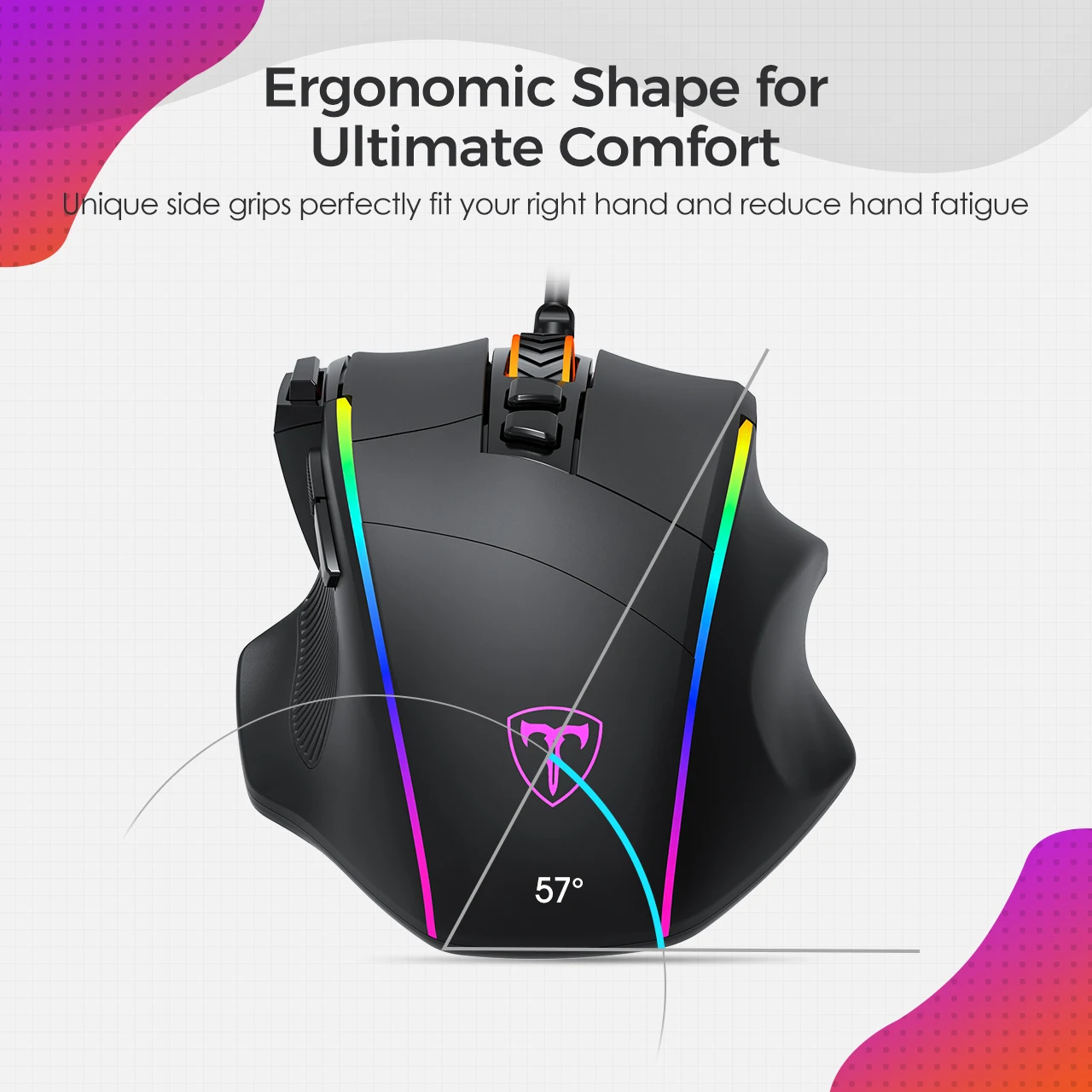 Проводная игровая мышь VicTsing эргономичная компьютерная с RGB-подсветкой 8000DPI 8