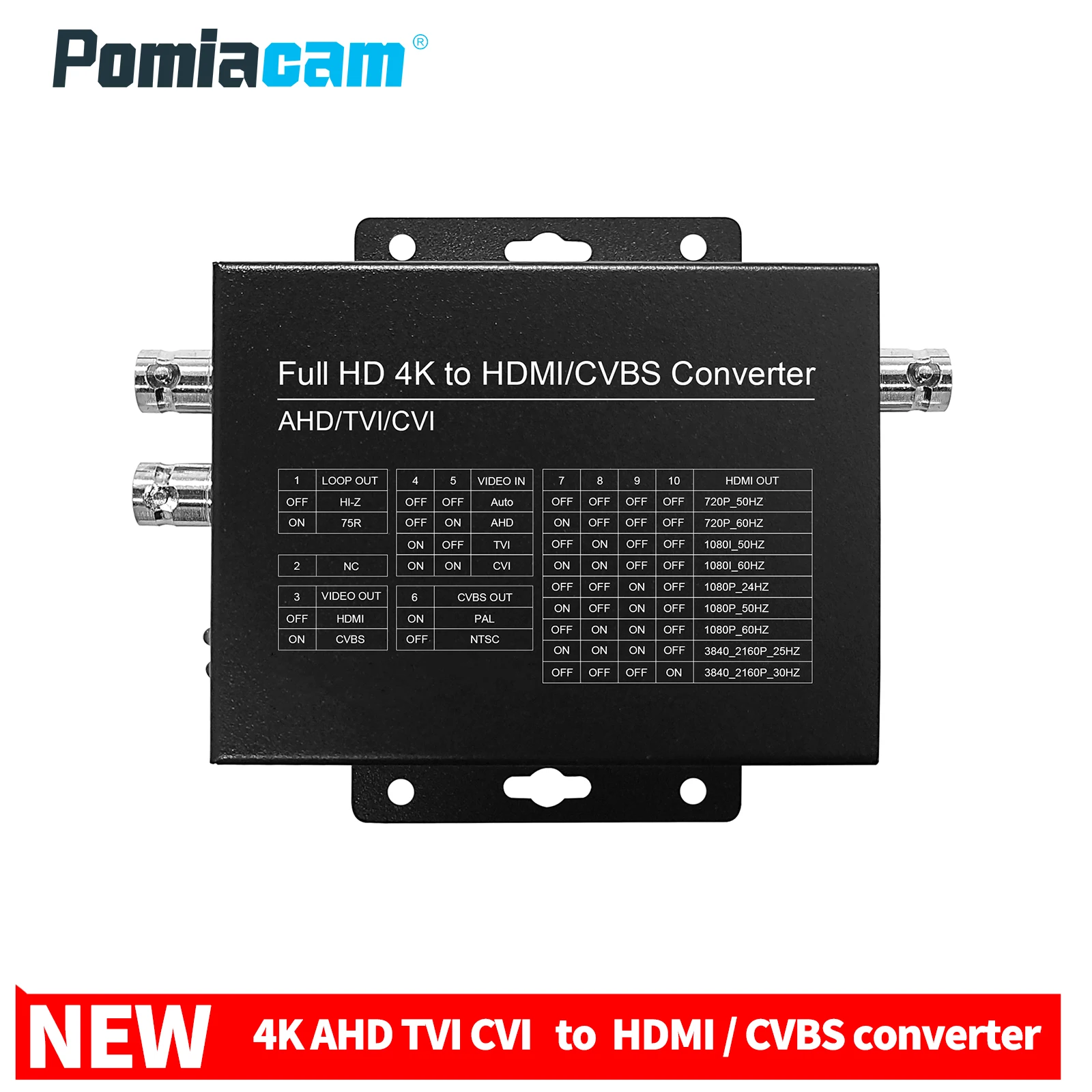 

HDC-4K TVI/CVI/AHD to HDMI Converter Adapter, Full HD 4K 720P/1080P/3MP/4MP/5MP/8MP BNC to HDMI Video Converter for Monitor