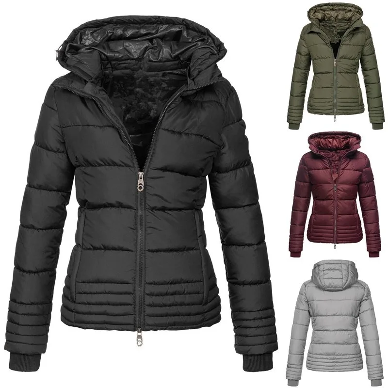 Autumn Winter Women Basic Jacket Coat Female Slim Hooded Cotton Coats Casual Female Jackets