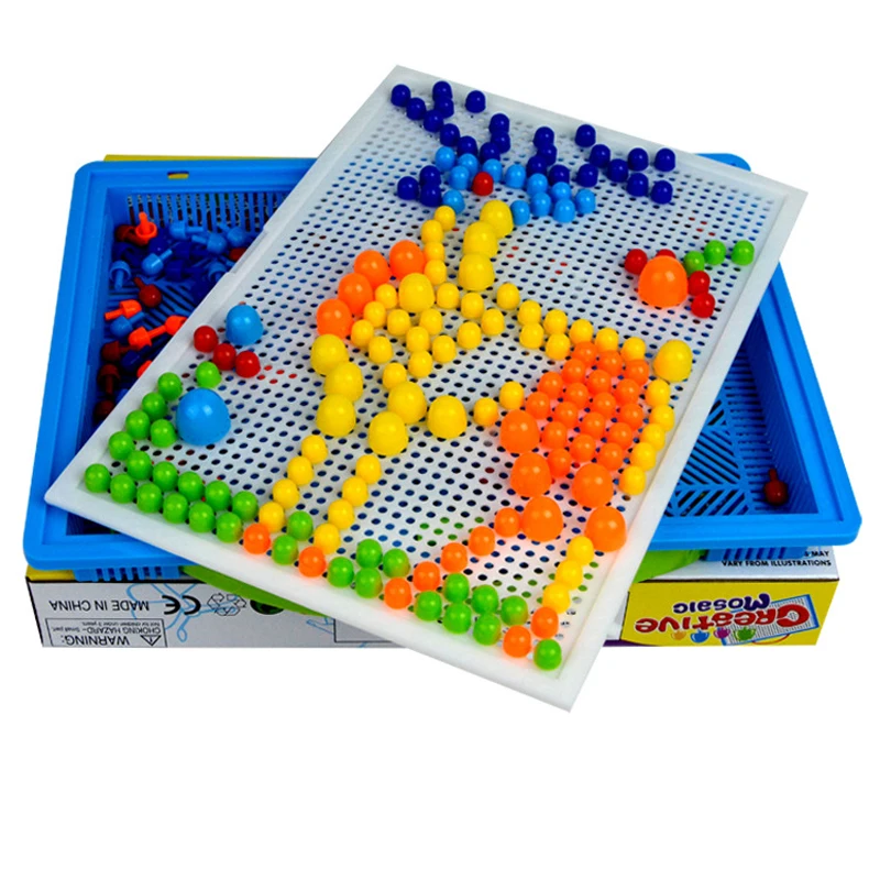 

296PCS Mushroom Nail DIY Handmade Toys Children's Educational Toyschildren's Intelligent 3D Puzzle Game Jigsaw Board Gifts