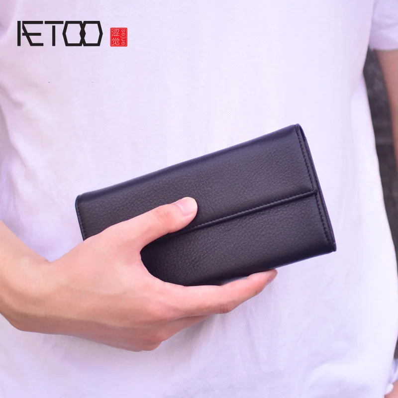 Мужской длинный деловой кошелек AETOO для отдыха Молодежный с несколькими картами |