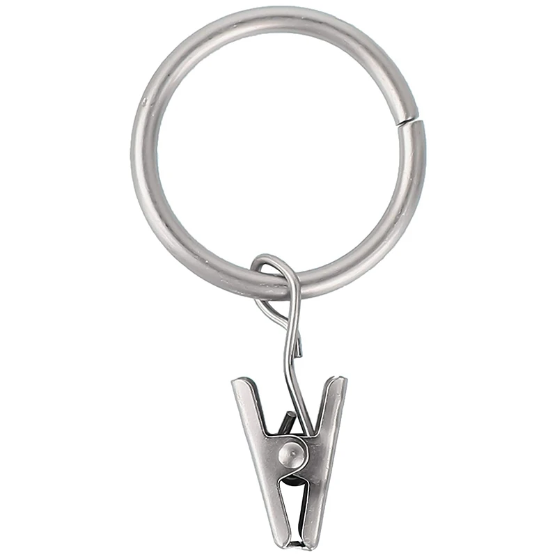 

42 Pcs Curtain Rings with Clips Decorative Drapery Rustproof Vintage 1 Inch Interior Diameter Mist Silver Color