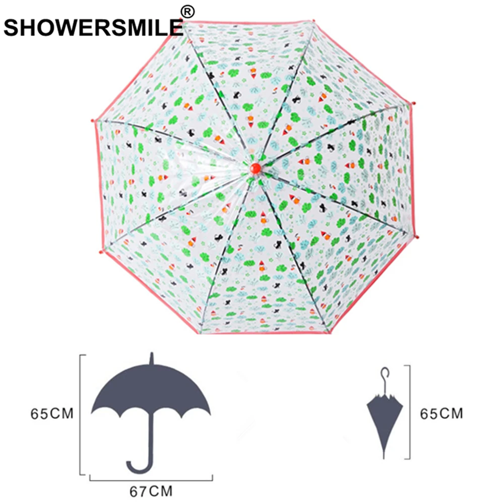 SHOWERSMILE Детский прозрачный зонт слон Аполлон Зонт от дождя Дети мультфильм желтый длинная ручка Guarda Chuva