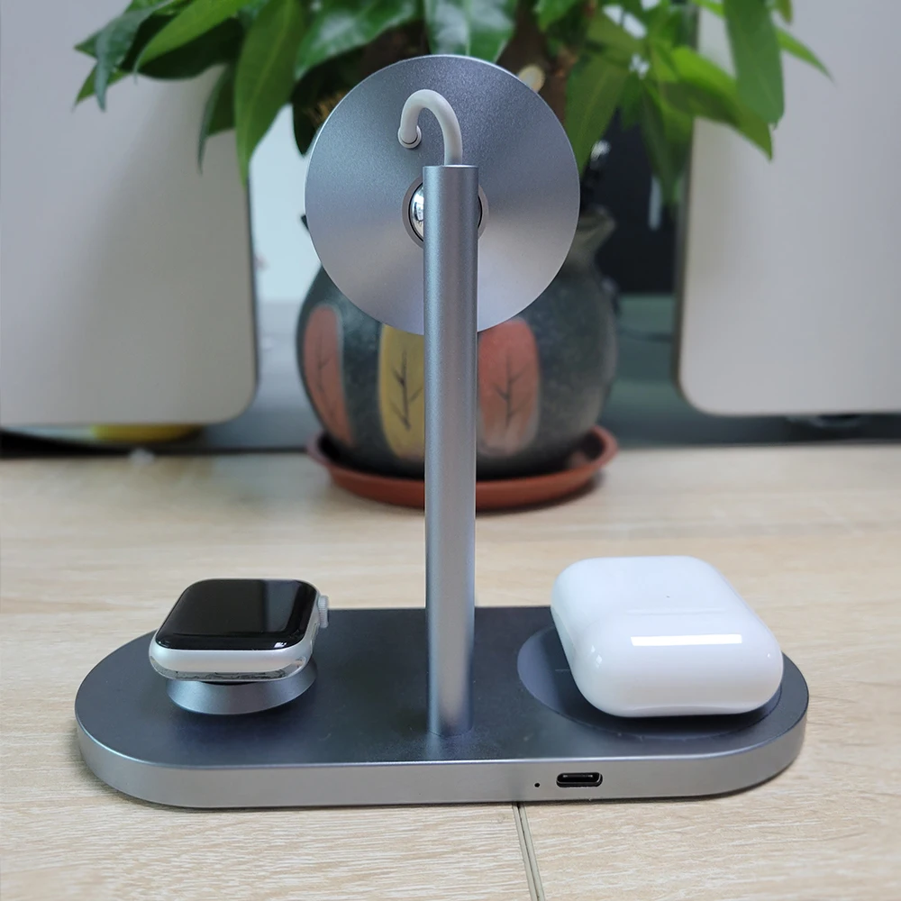 bonola 15w magnetic wireless charging 3 in 1 stand for appleiphone 13 12 pro max118 fast charger for apple watchairpod pro free global shipping