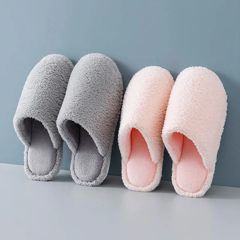 Женские тапочки зимние теплые милые меховые пара коротких плюшевых тапочек