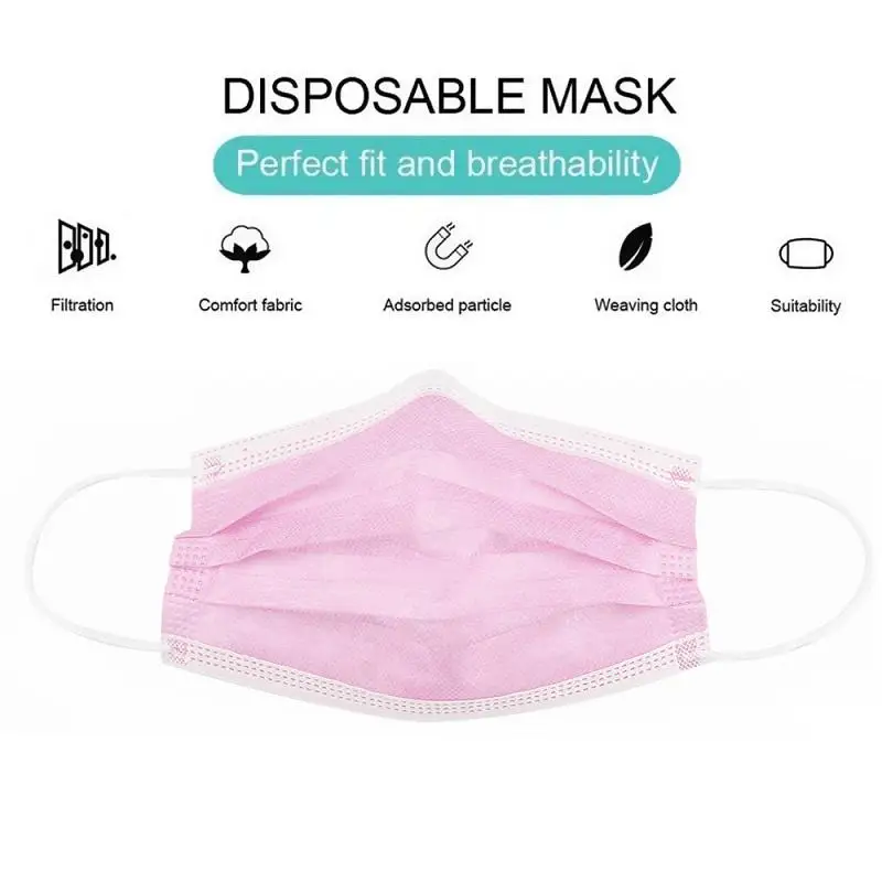 Маска одноразовая трехслойная дышащая для лица с фильтром черная серая