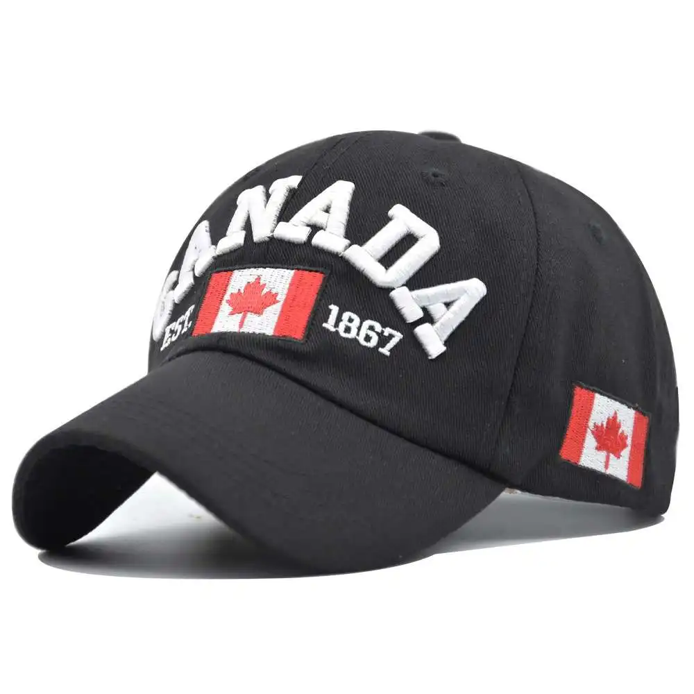 Men Baseball cap Canadian design Cotton Flag Embroidery Of Canada adjustable for men and women blue green Yellow brown | Аксессуары для