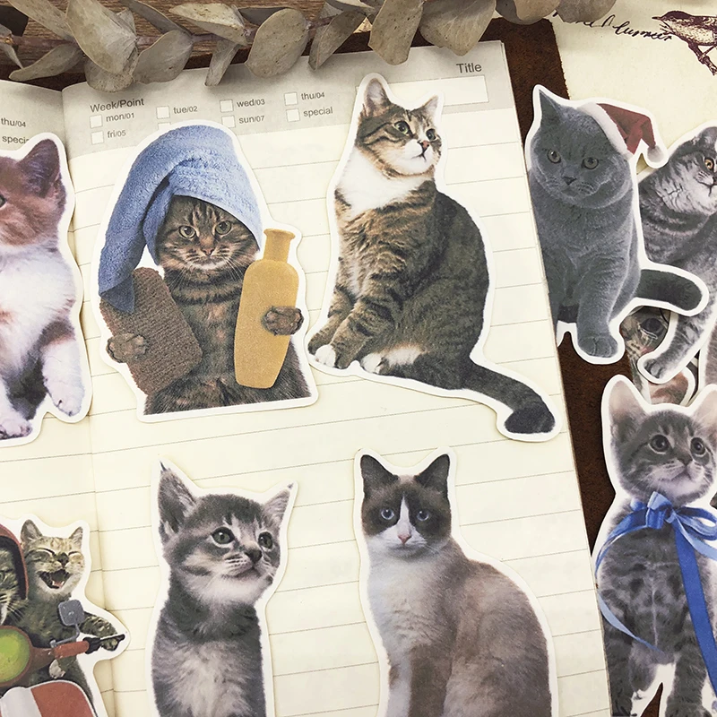

Lovely Cat Pet Creative Stickers Junk Journal Diary Planner Sticker Scrapbooking Decorative DIY Label Diary Album Stickers