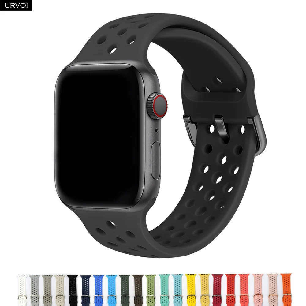 Ремешок URVOI для apple watch 8 7 6 SE 5 4 3 2 1 силиконовый спортивный браслет iwatch 40 44 мм