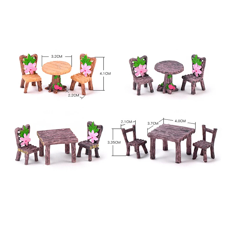 

At Random 1 Set Mini Table Flower Chair Resin Fairy Garden Miniature Figurines Ornaments Room Desk Decorations Home Decor