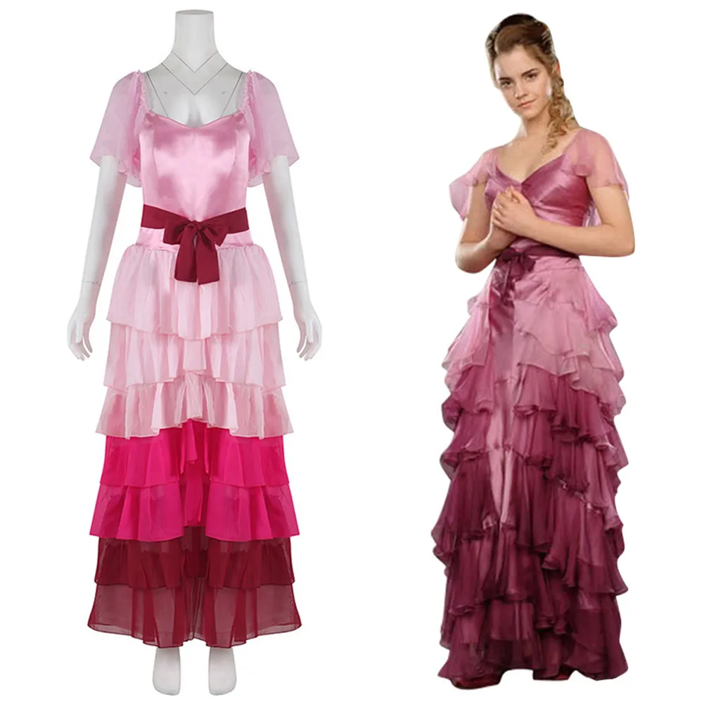 

Hermione Granger Pink Ball Gown Dress Cosplay Costume For Adult Women Girls New Year's Gift