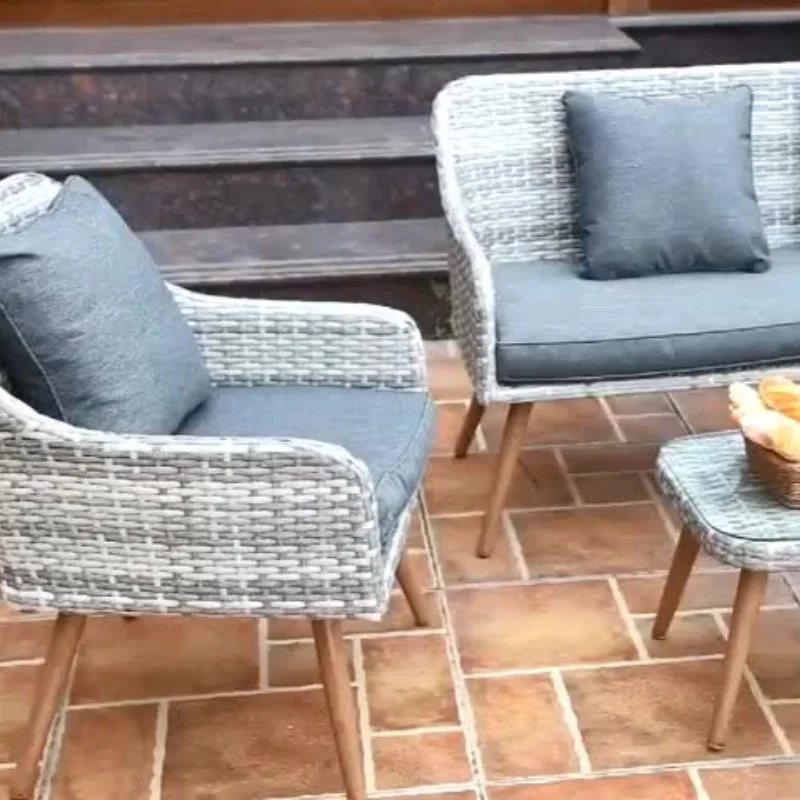 

High quality outdoor rattan furniture wicker sofa set table chair bistro lawn conversation set for pool side balcony party relax