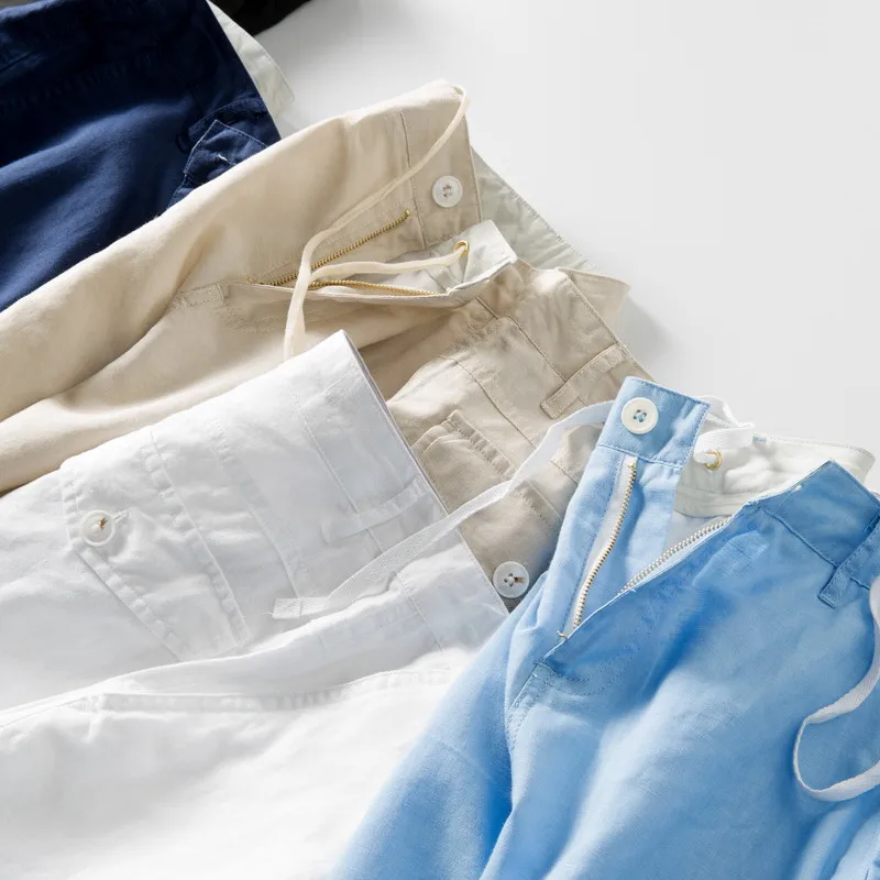 2019 летние и осенние мужские шорты льняные Прямые повседневные для мужчин