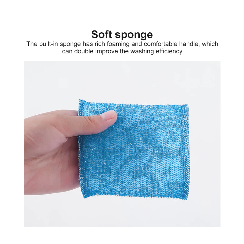 

4pcs Double Sided Kitchen Cleaning Sponge Pot Pan Sponge Scouring Pads Scrubber Sponge For Dishwashing Household Tools TLSM