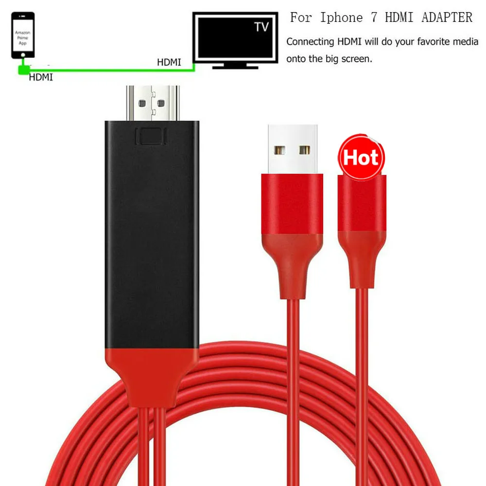 Кабель HDMI 2 м для iPhone X 8 plus 7 Plus 6 6s 5 детской адаптер кабеля HDTV TV HD1080P HDMI|SmartTV-стики и