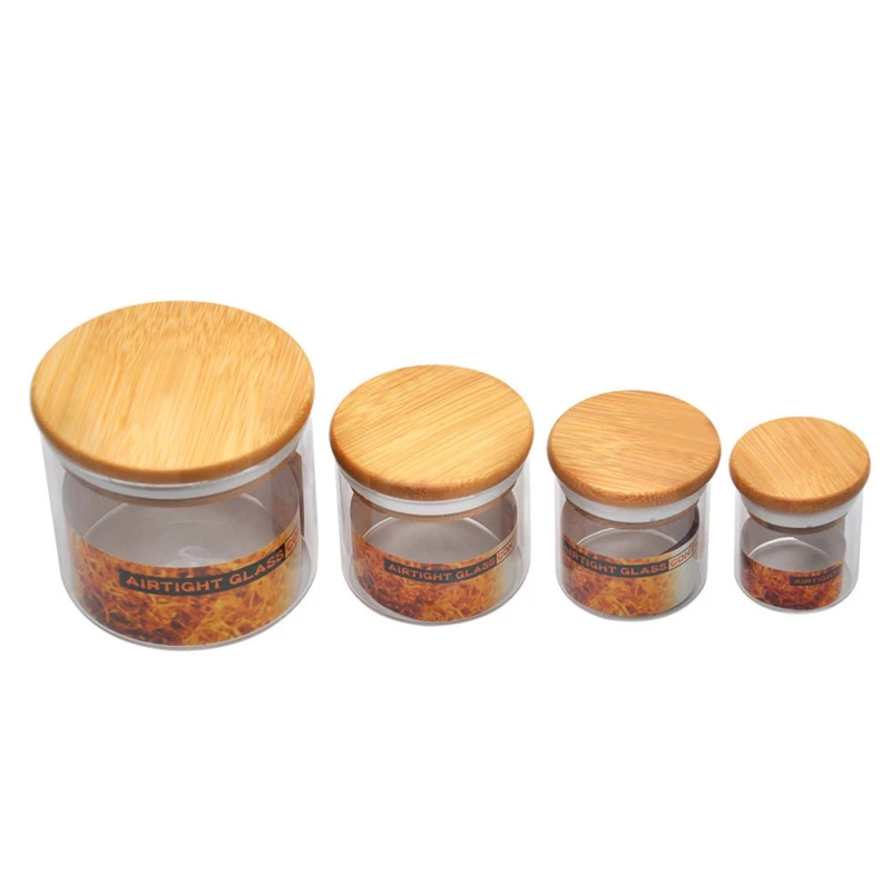 

Glass Storage Jars With Sealed Bamboo Lids Clear Glass Bulk Food Storage Canister Stash Jars For Serving Coffee Spice Candy