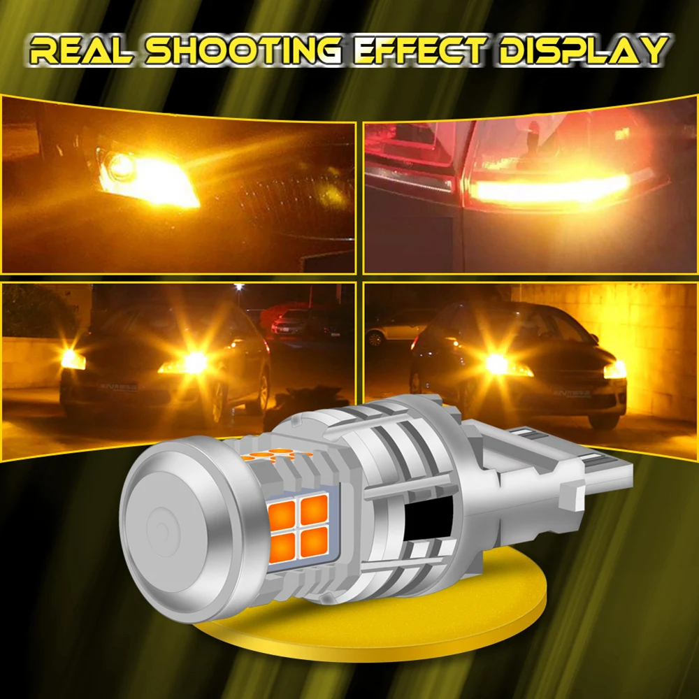 2 шт. P27/7 Вт 3157 светодисветодиодный без ошибок Canbus Hyper Flash Сигнал поворота фонарь