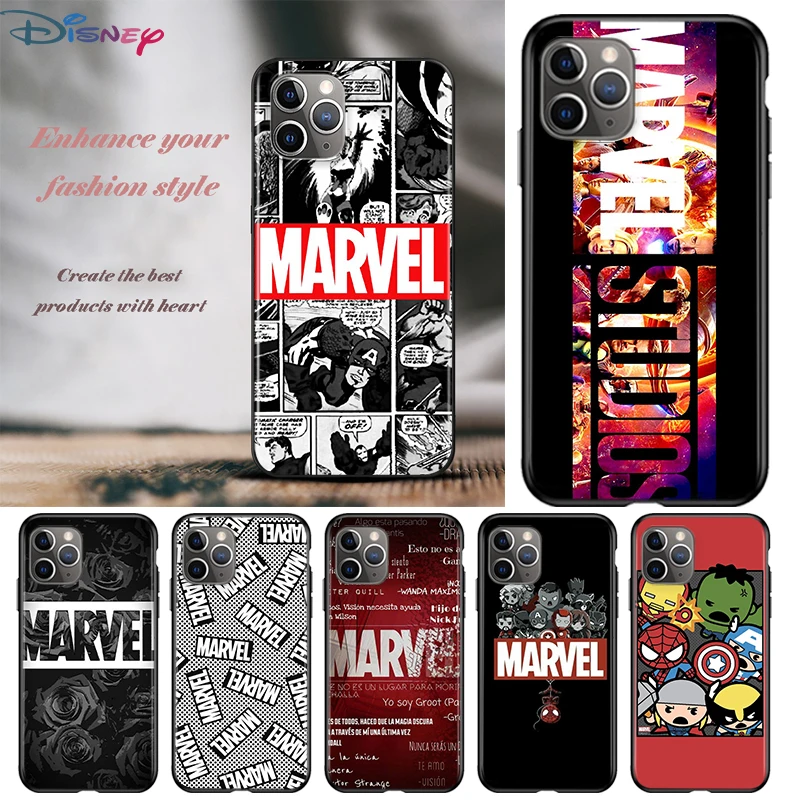 

Marvel Avengers For Apple iPhone 12 11 Pro Max mini XS Max XR X 8 7 6 6S Plus 5S SE 2020 Soft Black Phone Case