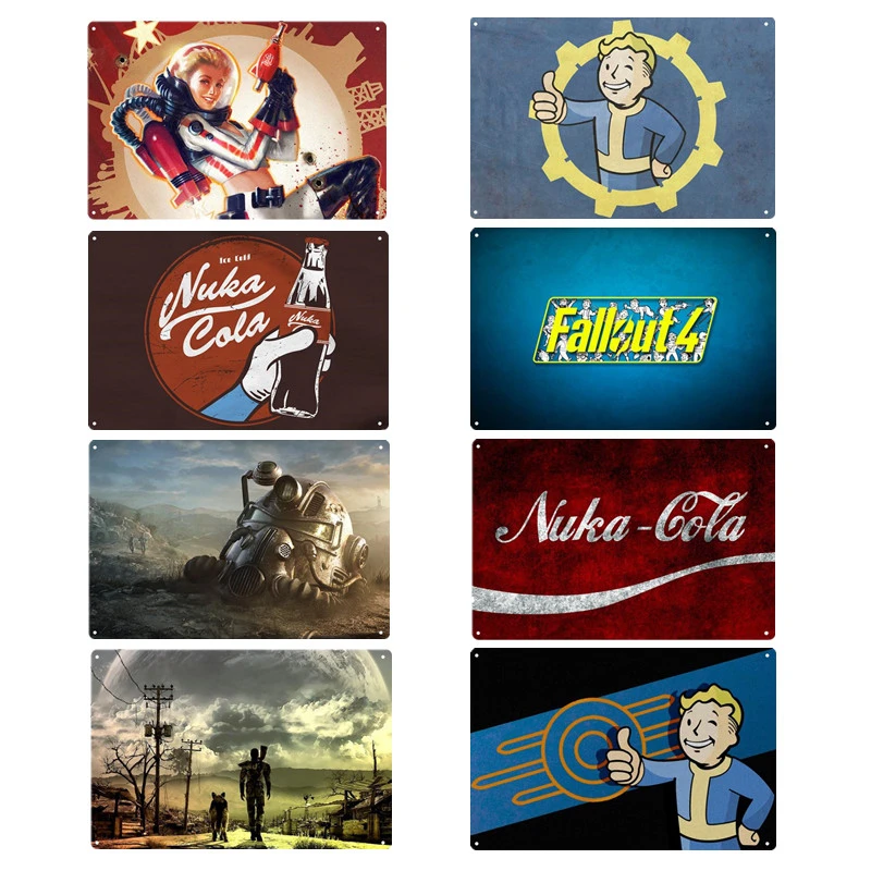 Металлическая Оловянная ретро вывеска fallout 3 4 игра металлическая паб домашняя