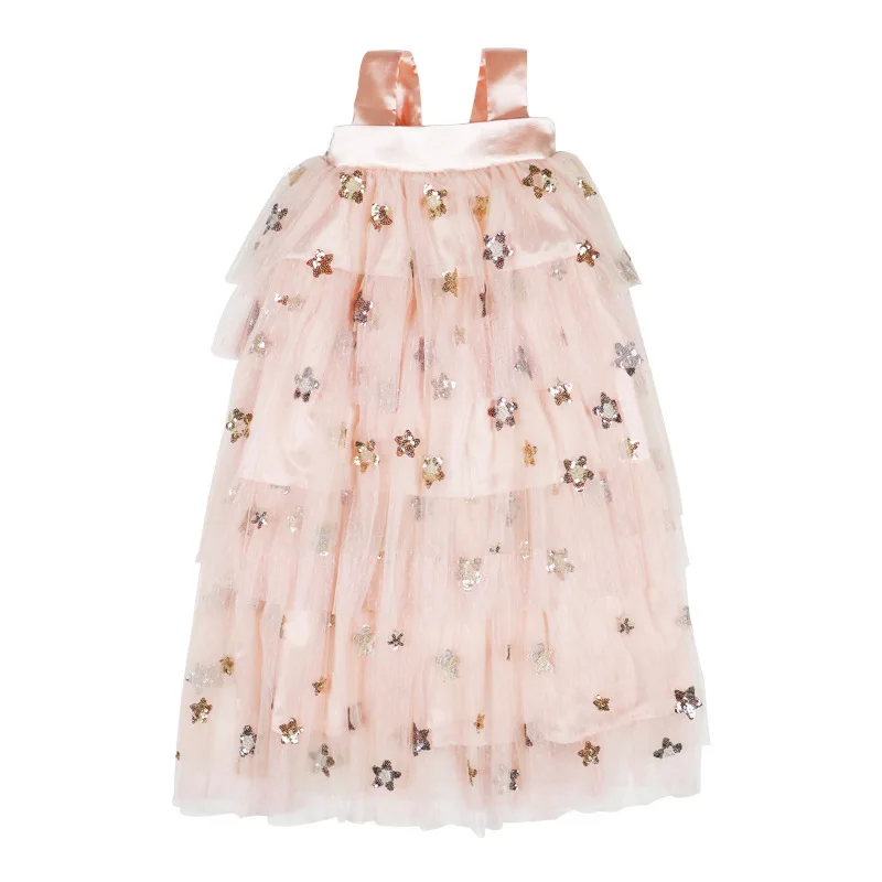 Платье-пачка для девочек блестящее свадебное платье с открытой спиной и