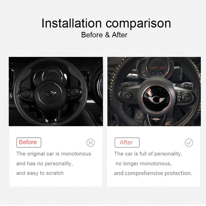 Декоративный чехол на руль автомобиля Специальный 3D стикер для интерьера Mini Cooper
