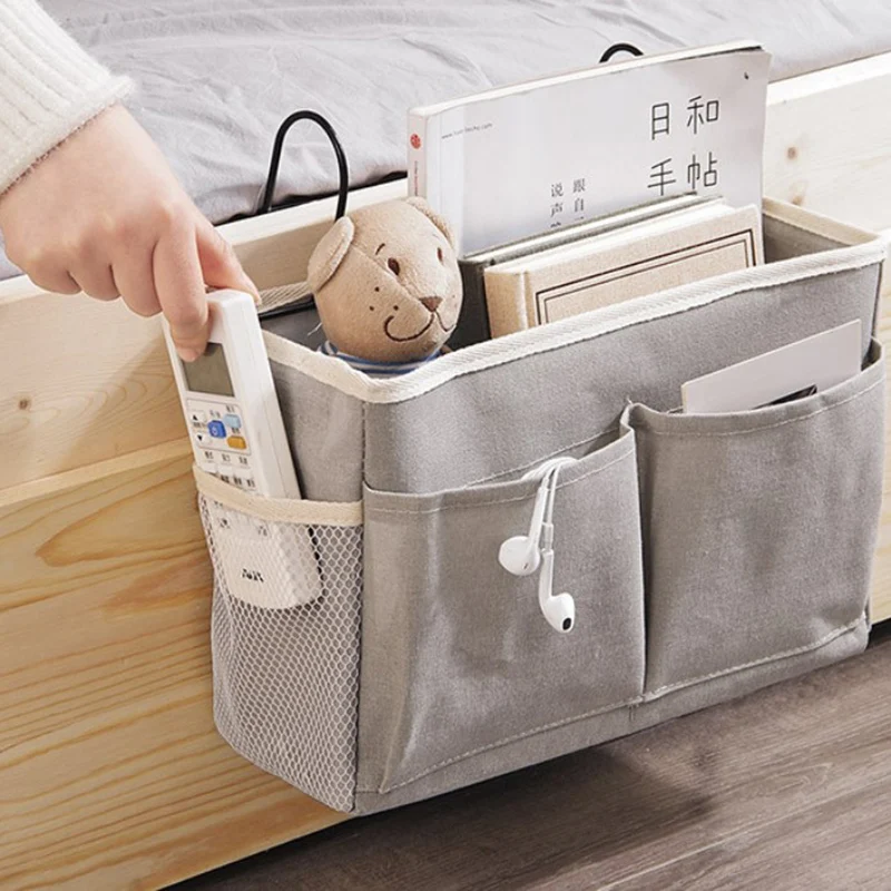 

Bedside Hanging Organizer Pocket Storage Bag Wardrobe Organizer Canvas Bedroom