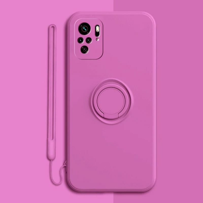Luxury Silicone Case For Xiaomi Mi 10T 11T Pro Redmi Note 9 10S 10 9S Pro Max POCO F3 X3 Pro NFC Mi10T Cover Ring Holder Stand T