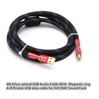 4n silver plated usb audio cable with magnetic ring a b printer usb data cable for hifi dac sound card