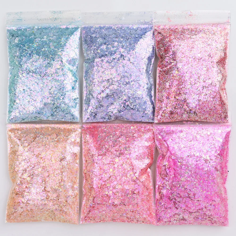 

1.76 oz/50G Chunky Holographic Mix Crushed 0.15 Crystal custom-mix chunky hex poly Nail Art Glitter /nail Loose GLITTER, 445544