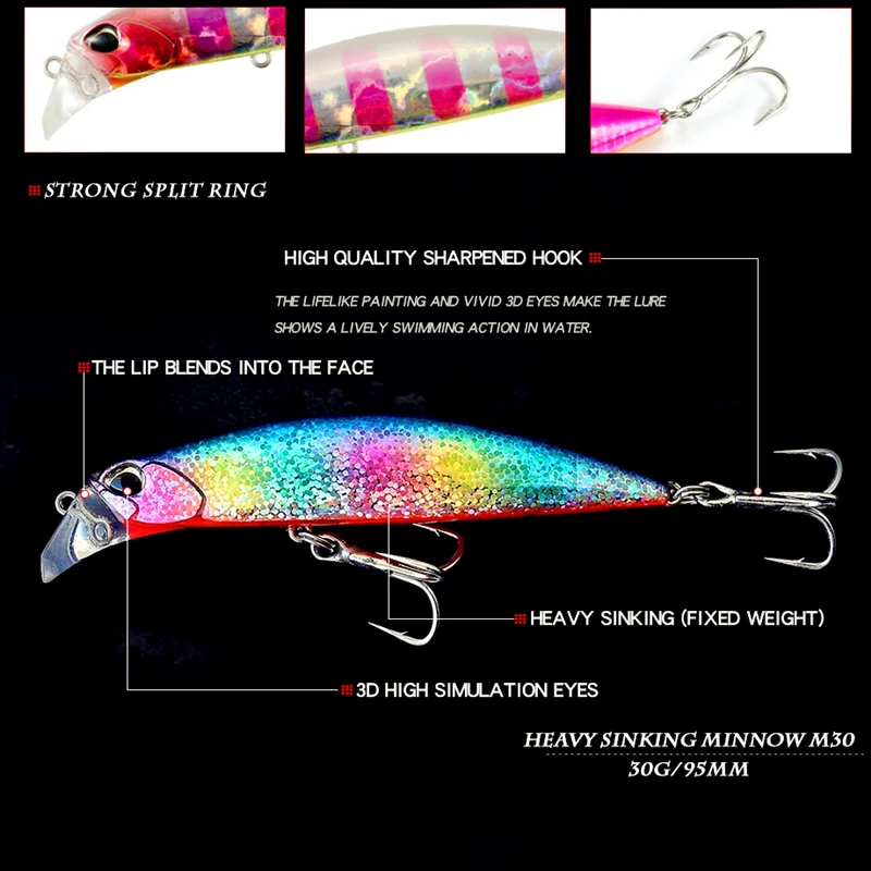 Minno приманка 30 г/9 5 см глубокая вода Minnows Long Range Sub взбитая Fake Bait Fshing Lure | Спорт и