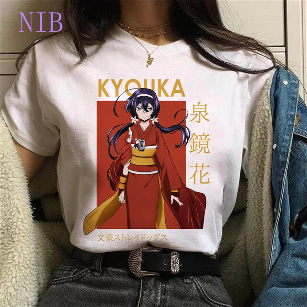 Osamu Dazai Nakajima Atsushi t shirt women Harajuku anime Bungo Stray Dogs print Tees gothic punk oversized women/men's T-Shirts | Женская