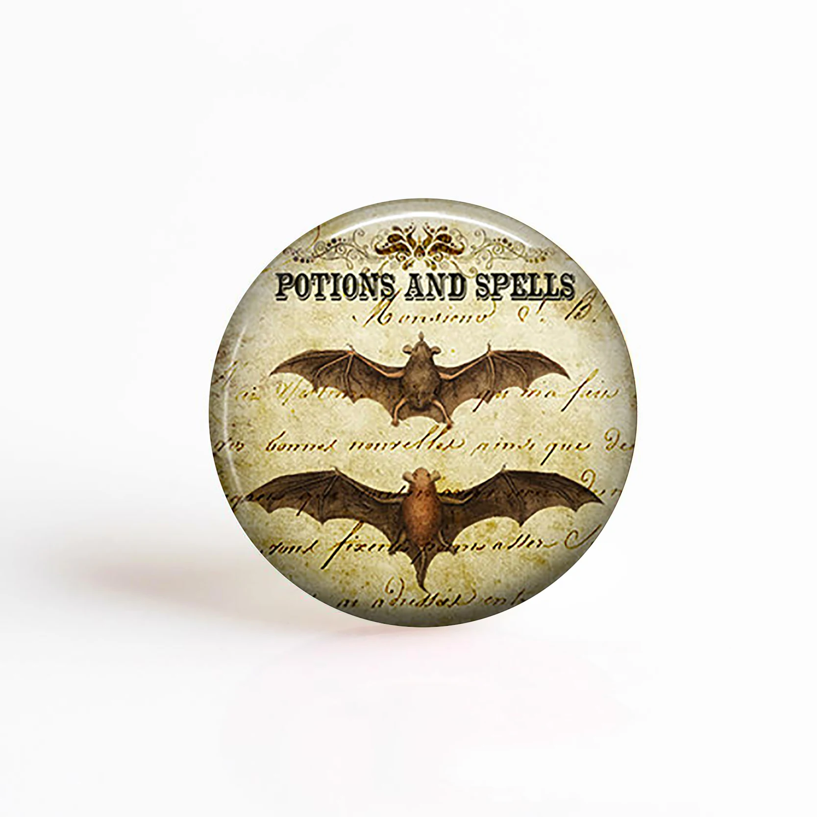 5 шт./лот 25 мм круглая ручная работа Хэллоуин тыква летучая мышь фото стеклянные