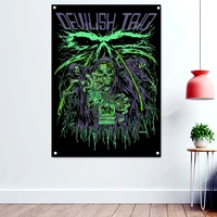 plugged scary bloody death art flag wall hanging chart painting vintage rock band banner heavy metal music posters home decor