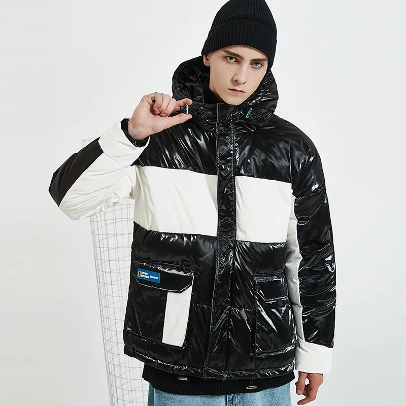 2019 новая зимняя куртка для мужчин короткий параграф толстый глянцевый модный