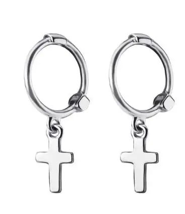 silver cross Висячие серьги-гвоздики в форме сердца из стерлингового серебра 925 пробы для женщин и девушек, свадебные подарки, ювелирные изделия, Подвесные серьги de ley 925 mujer - Окраска металла: silver cross