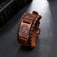 nordic viking rune bracelet mens bracelet new retro metal leather amulet jewelry accessories party gift
