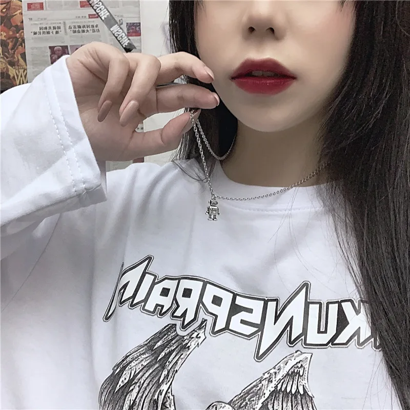 Ретро Мини кулон робот простое хип хоп ожерелье до ключиц индивидуальная