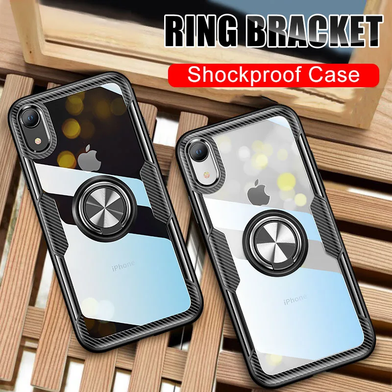 Роскошный противоударный мягкий чехол-держатель для iphone X, XR, XS, Max, полный чехол для iphone 6, 6s, 7, 8 PLus, чехол с магнитным кольцом