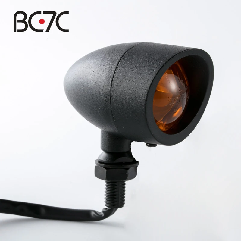 Universal Motorcycle Black Bullet Turn Signal Light Amber Lamp For Harley Suzuki Kawasaki Yamaha Chopper Bobber |