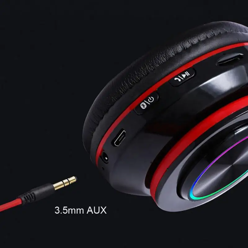 HiFi Headphones Wireless BT LED Light Foldable Support TF Card/FM Radio/Bluetooth-compatible Stereo Headset With Mic | Электроника