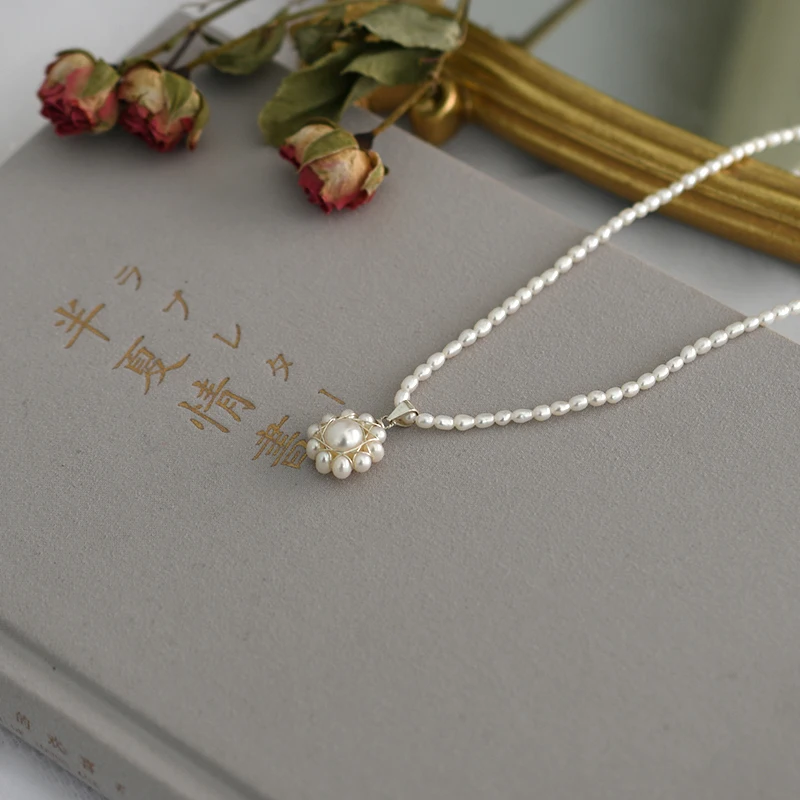 ASHIQI мини натуральное пресноводное жемчужное ожерелье в винтажном стиле С