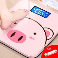 cartoon pig bathroom body scales lcd display body weighing digital scales toughened glass floor electronic smart weight scales